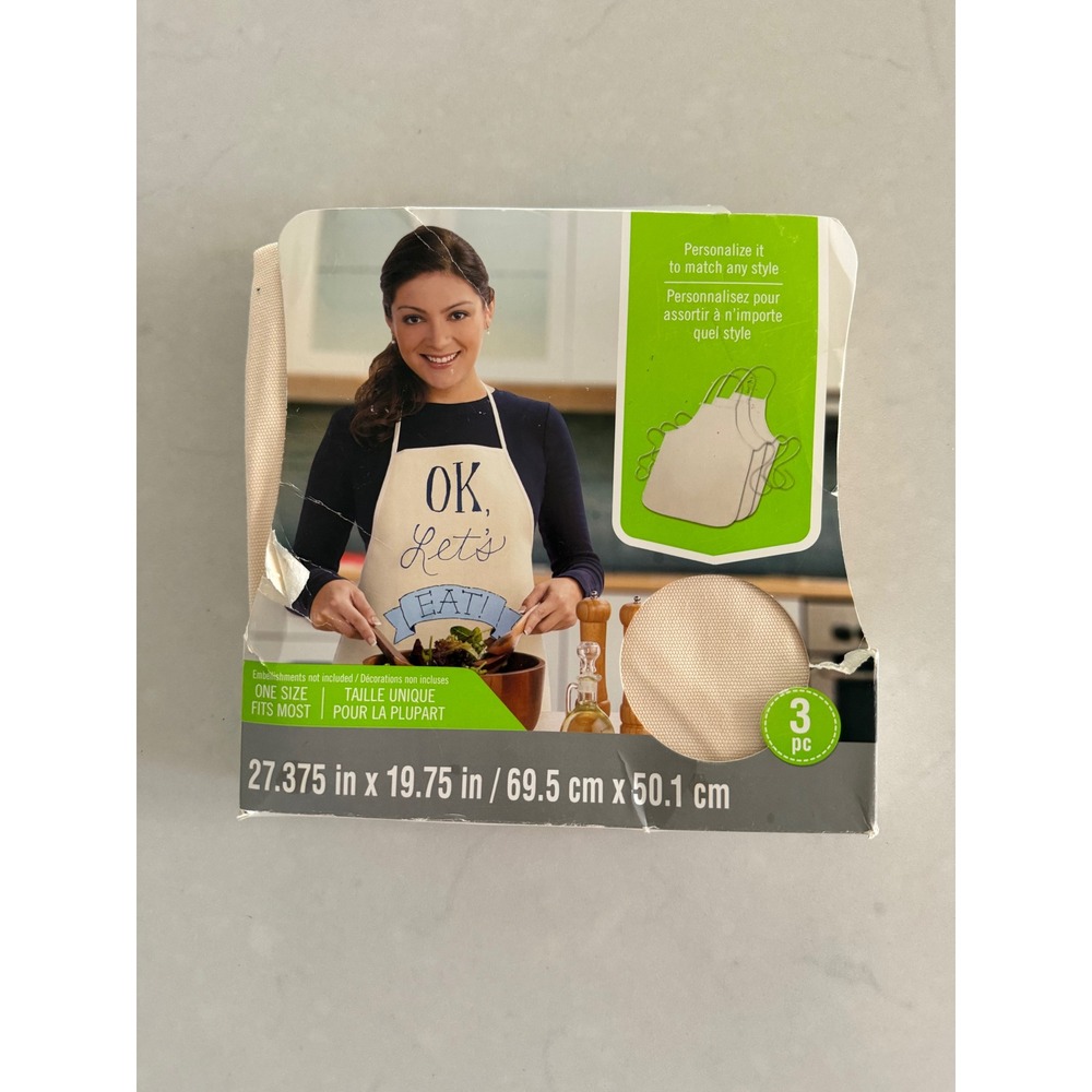 Imagin8 3 Pack Canvas Aprons‎ DIY Crafting Natural Cotton Cream One Size 117580